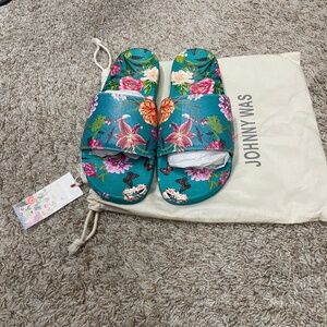 Johnny Was floral slides